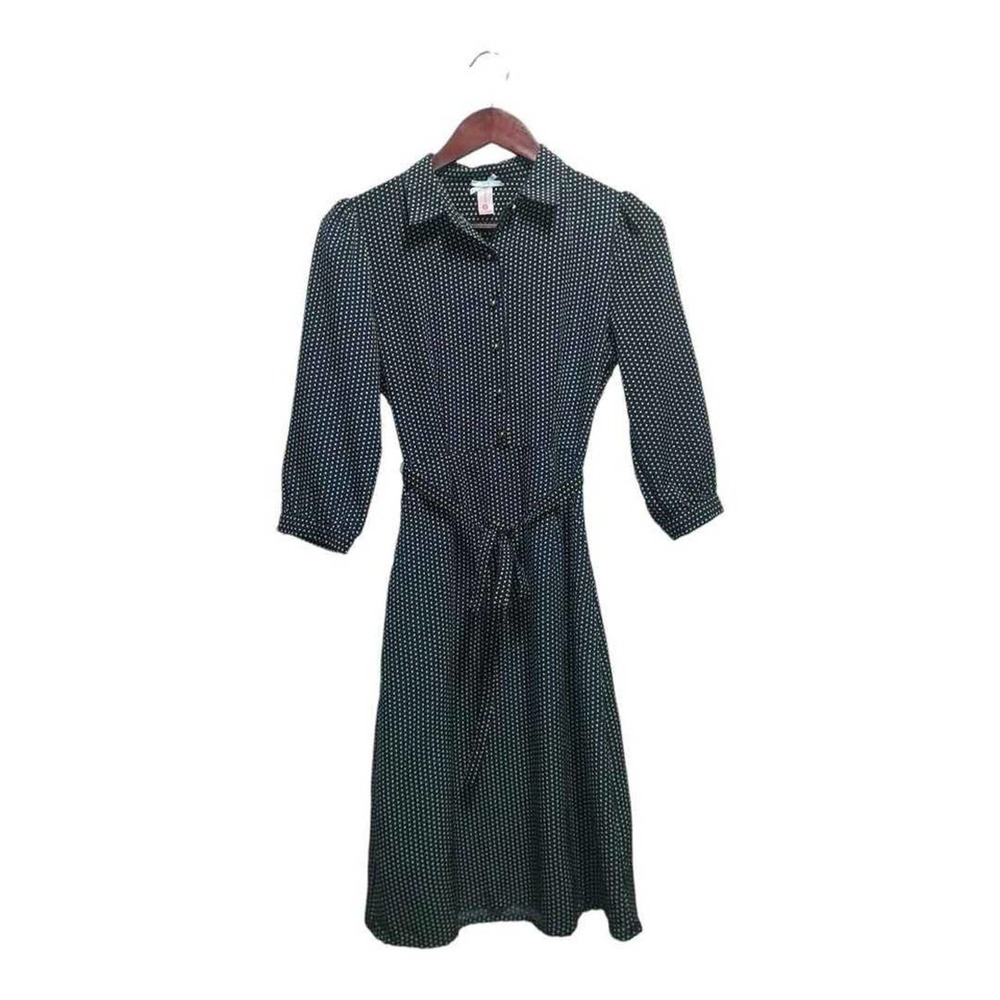 Mint green polka dots on navy blue dress by Downeast size small